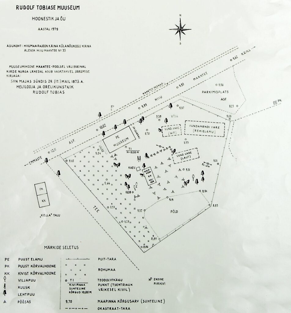 Foto 3. Rudolf Tobiase majamuuseumi hoonestuse ja õue plaan 1979. aastast. Allikas: HKM 2986 A 4828.